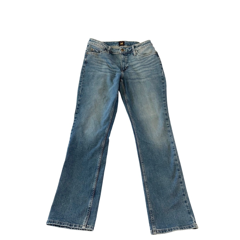 Lee Womens Straight Leg Jeans Medium Wash Blue Mid Rise Denim Pants Size 30x30